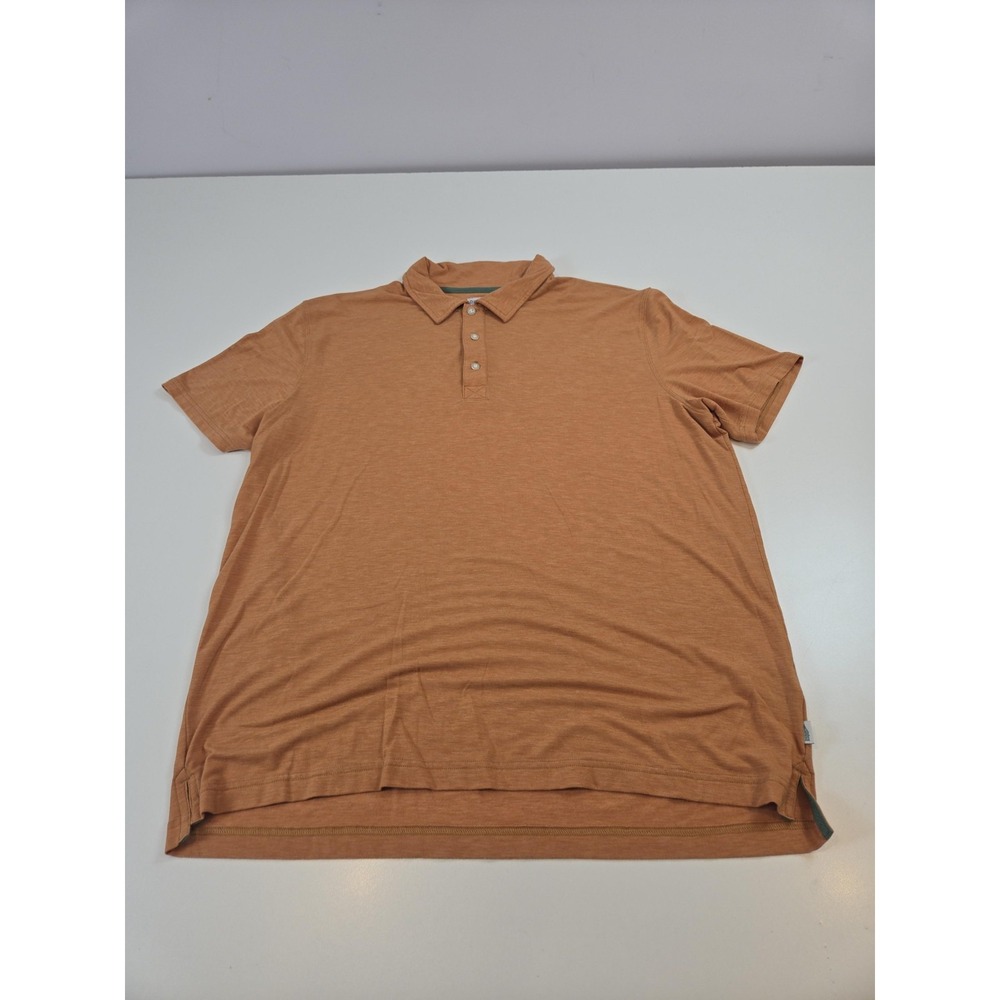 Huckberry Wellen Seawool Polo Shirt Mens 2XL Orange Short Sleeve Stretch